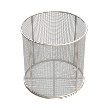 Anysizebasket Round Wire Mesh Basket: 8Dia. x 8H, 304 SS, 3/16 Rod Frame, No Handles, Mesh: 8 x .047 TMT-080RND080-N08S